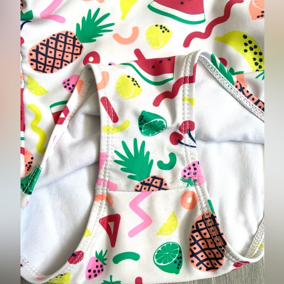 🍉JOE FRESH 12-18 MONTH GIRL BATHING SUIT ONE PIECE SWIMSUIT! WHITE WITH FRUITS - Picture 5 of 6